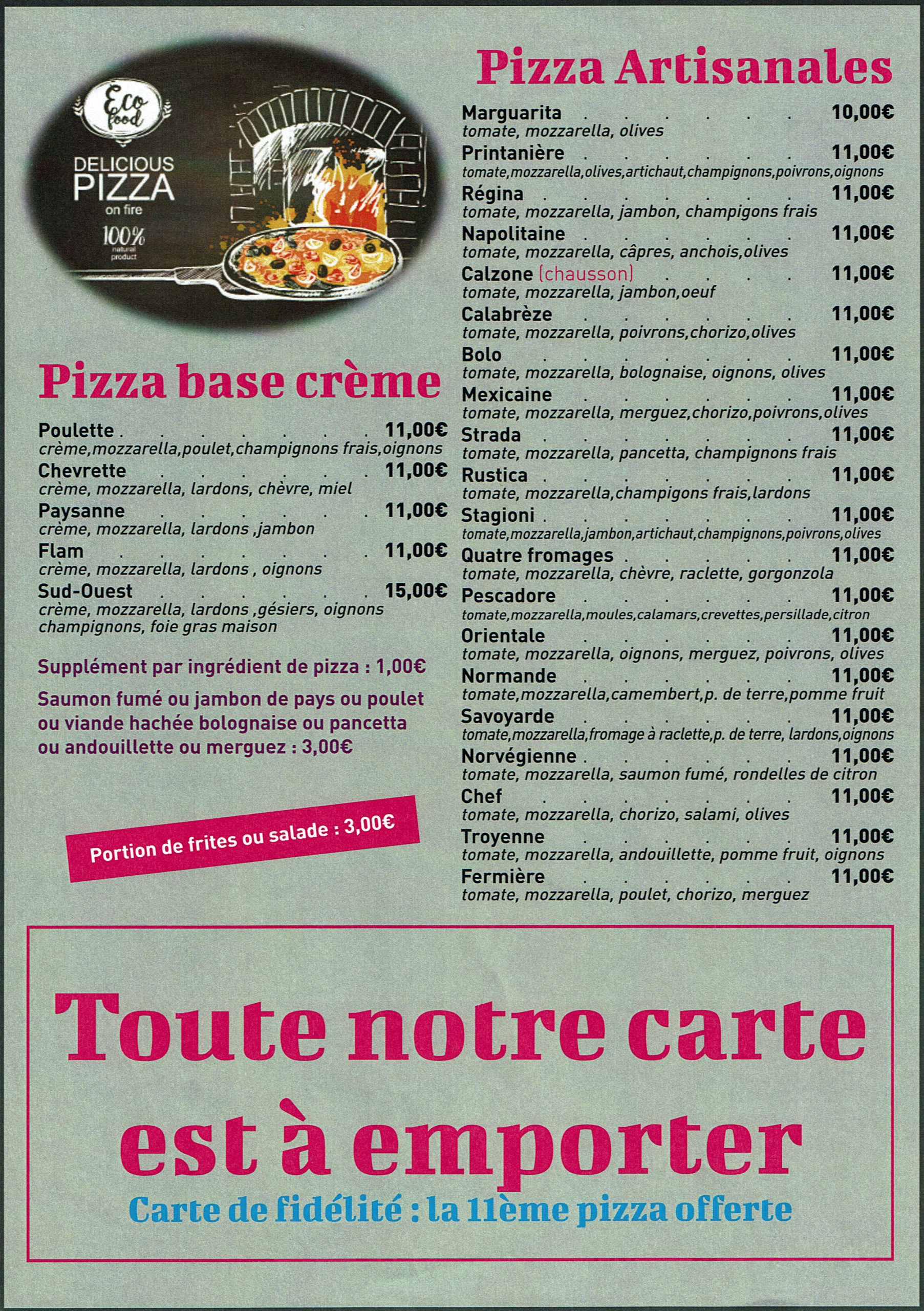 Pizzas à Emporter à Bois Guillaume Cuites Aux Feu De Bois